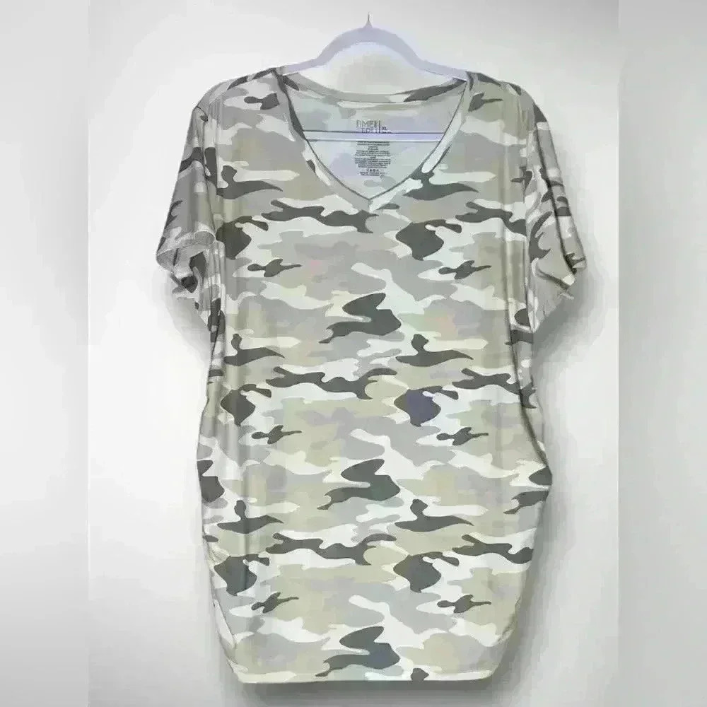 Women’s Maternity Top by Time and Tru Size XL  16-18 Grey Camouflage